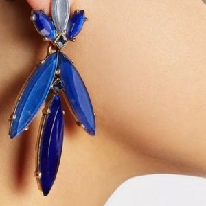 Oscor de la renta signed blue marquise earrings